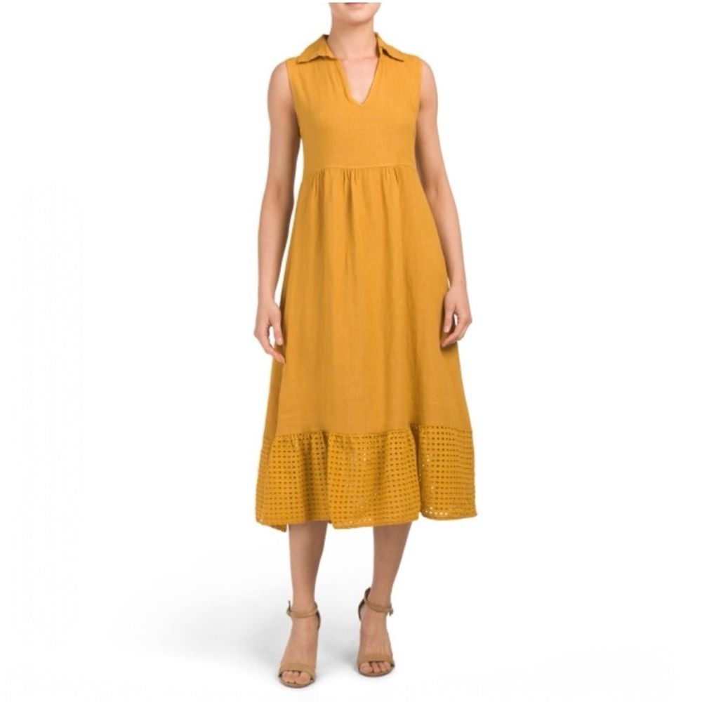 Viola Borghi | Maxi 100% Linen Sleeveless Summer Dress Made in Italy Size Medium
